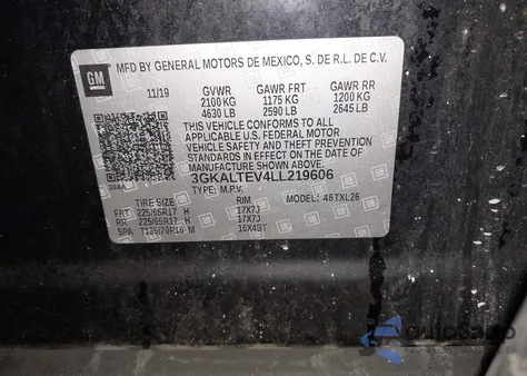 2020 GMC Terrain Awd Sle из США, поврежденный, VIN 3GKALTEV4LL219606